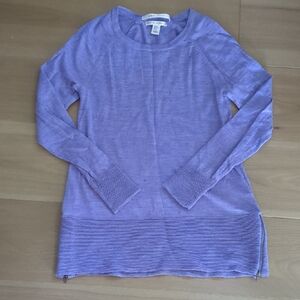 Max Studio Merino Wool Crew Neck Tunic Sweater Light Purple Size Medium